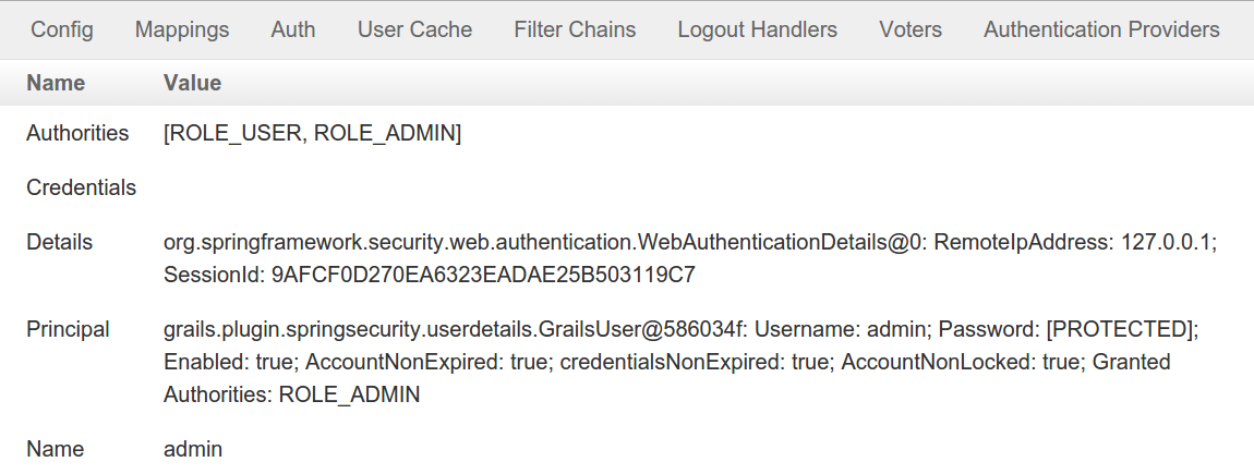 security info auth